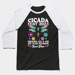 Cicada Fest 2024 Broods XIX & XIII Entomology Cicada Lover Baseball T-Shirt